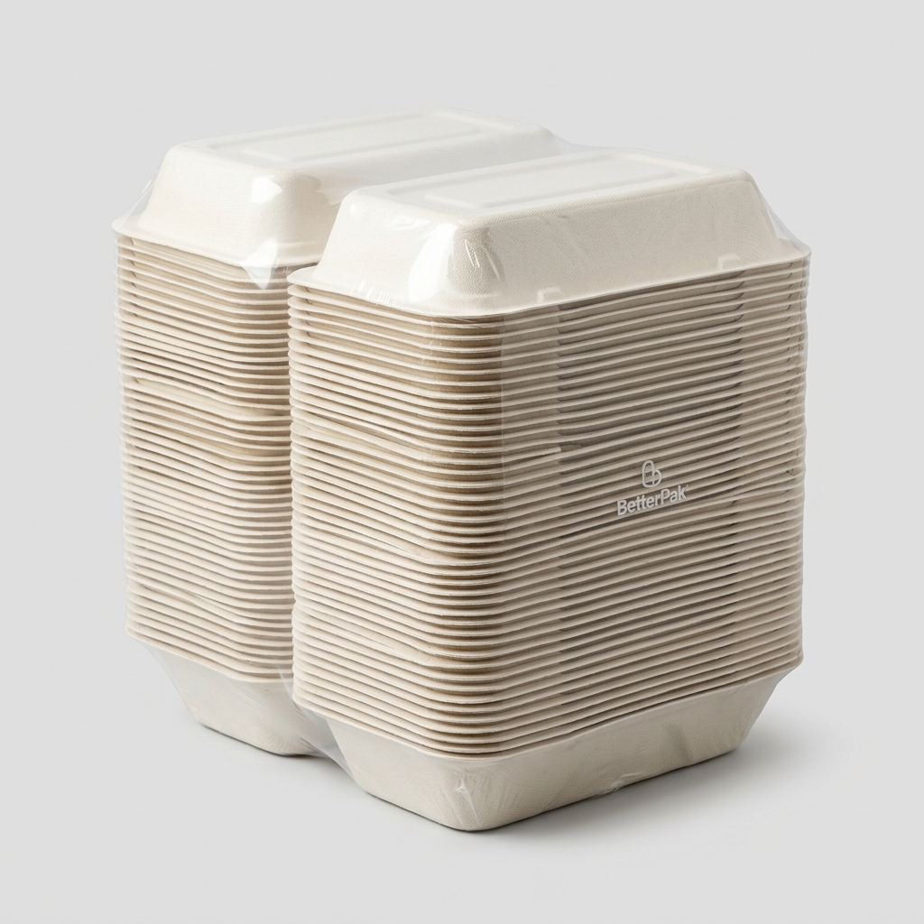 Pack of 250 Bagasse Single-Compartment Food Box (9"x6")