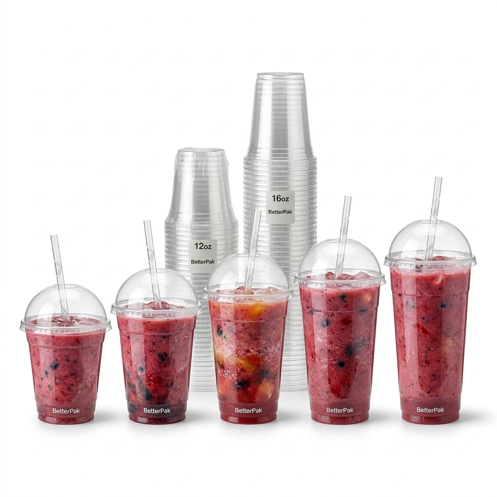 Premium Smoothie Cups with Dome Lids