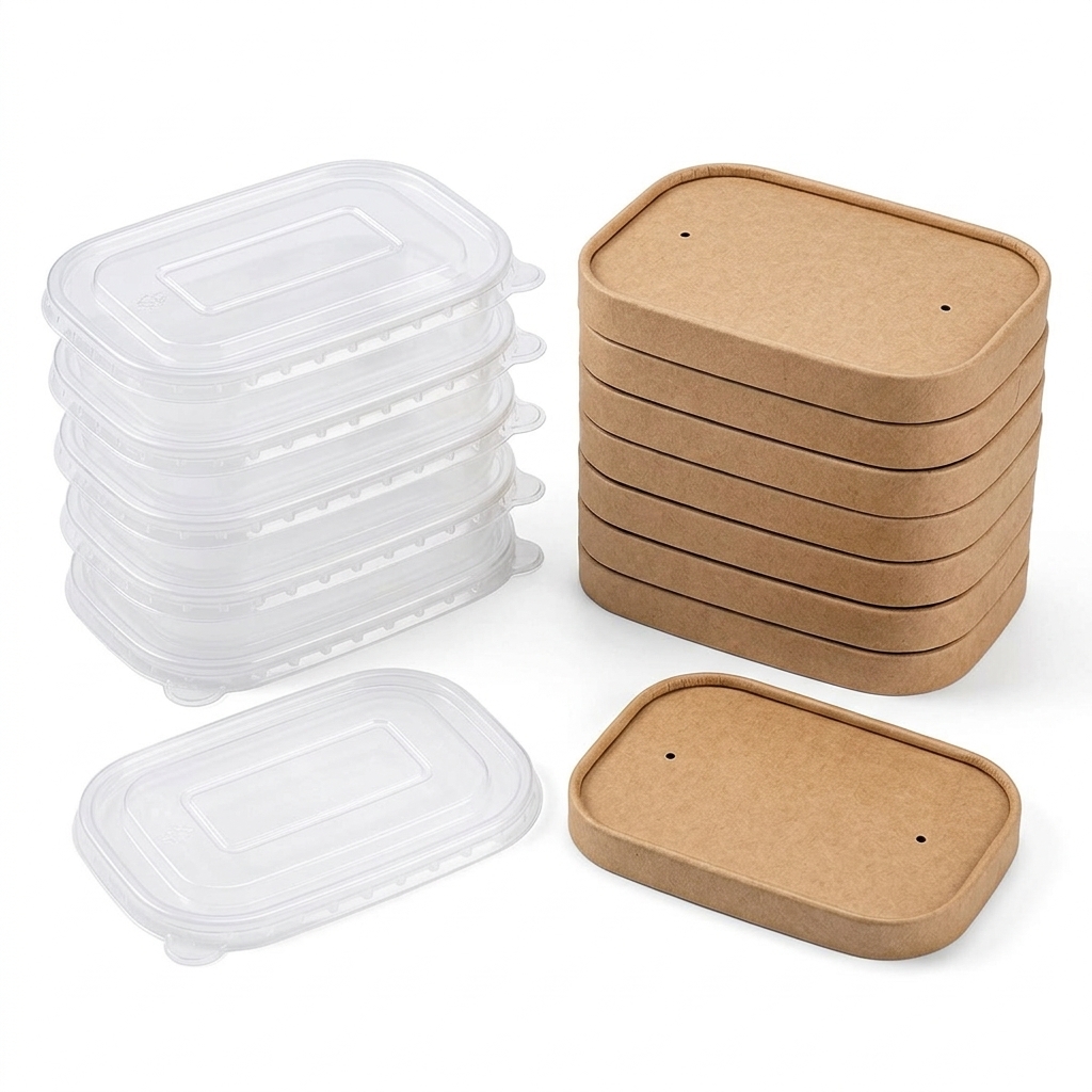 Pack of 300 Plastic & Paper Lids for Kraft Food Containers